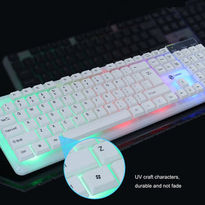 Colorful LED Illuminated Backlit USB Wired Keyboard Mouse Set